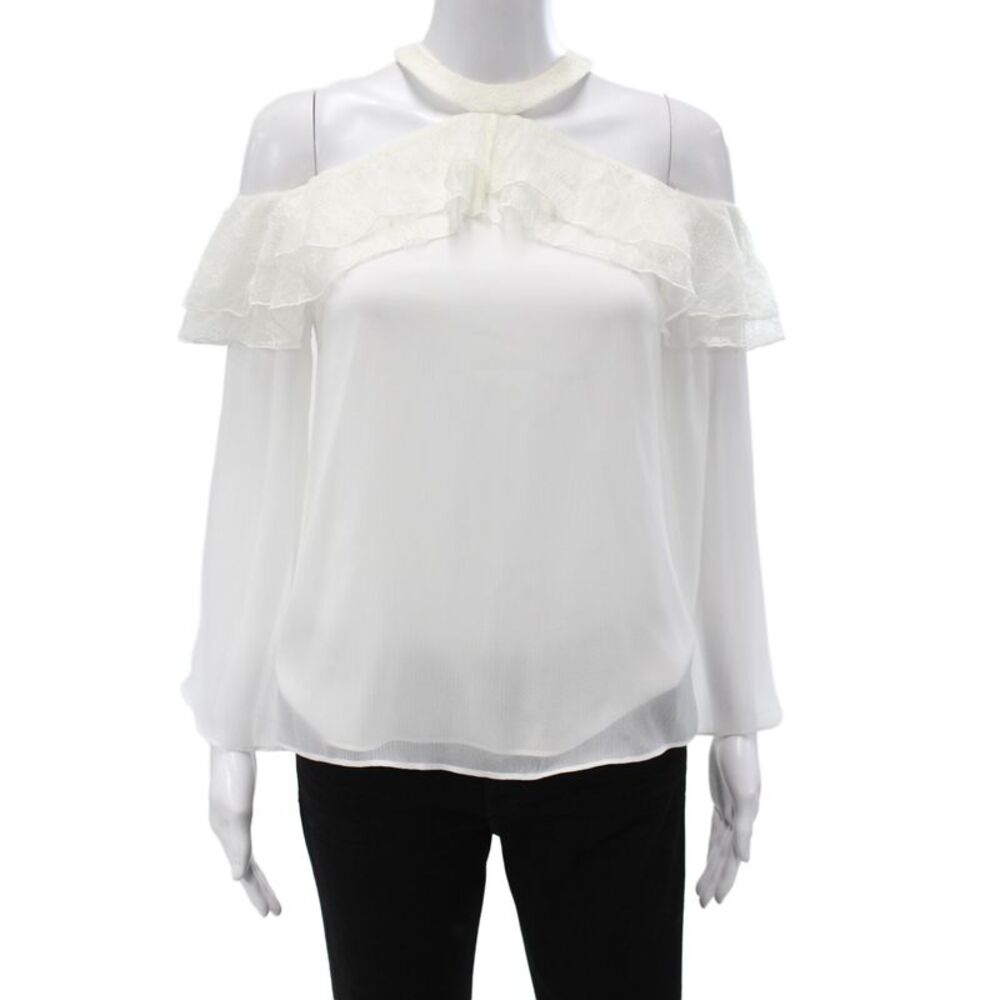 Alice + Olivia Womens Halter Tunic Long Sleeve White Boho Size S